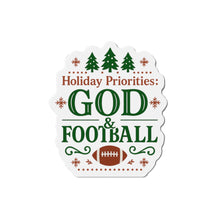 Load image into Gallery viewer, God & Football Cut Magnet — Christmas Holiday Fridge Magnet