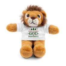 Load image into Gallery viewer, Christmas Stuff Animal with "Holiday Priorities: God & Football" Tee