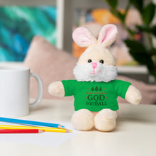 Load image into Gallery viewer, Christmas Stuff Animal with "Holiday Priorities: God & Football" Tee