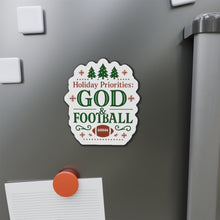 Load image into Gallery viewer, God & Football Cut Magnet — Christmas Holiday Fridge Magnet