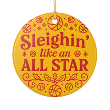 Load image into Gallery viewer, "Sleighin' Like an All Star" - Gold Ceramic Ornament Holiday Decoration
