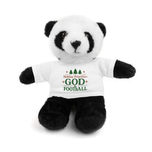 Load image into Gallery viewer, Christmas Stuff Animal with "Holiday Priorities: God & Football" Tee