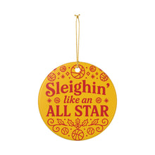 Load image into Gallery viewer, "Sleighin' Like an All Star" - Gold Ceramic Ornament Holiday Decoration