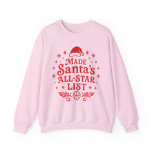Load image into Gallery viewer, Made Santa's All-Star List Crewneck Sweatshirt