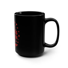 Load image into Gallery viewer, "Made Santa's All-Star List" Black 15oz Mug — Funny Christmas Holiday Coffee Cup