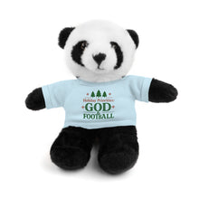Load image into Gallery viewer, Christmas Stuff Animal with "Holiday Priorities: God & Football" Tee