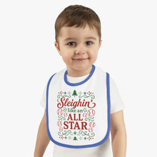 Load image into Gallery viewer, Baby Bib - "Sleighin' Like an All Star" Christmas Holiday Feeding Bib