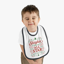 Load image into Gallery viewer, Baby Bib - "Sleighin' Like an All Star" Christmas Holiday Feeding Bib