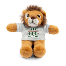 Load image into Gallery viewer, Christmas Stuff Animal with "Holiday Priorities: God & Football" Tee