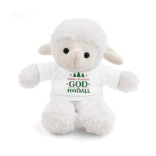 Load image into Gallery viewer, Christmas Stuff Animal with "Holiday Priorities: God & Football" Tee