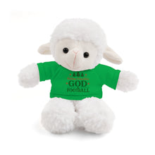 Load image into Gallery viewer, Christmas Stuff Animal with "Holiday Priorities: God & Football" Tee