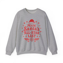 Load image into Gallery viewer, Made Santa's All-Star List Crewneck Sweatshirt