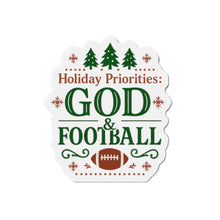 Load image into Gallery viewer, God & Football Cut Magnet — Christmas Holiday Fridge Magnet