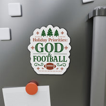Load image into Gallery viewer, God & Football Cut Magnet — Christmas Holiday Fridge Magnet