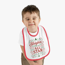 Load image into Gallery viewer, Baby Bib - "Sleighin' Like an All Star" Christmas Holiday Feeding Bib