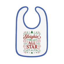 Load image into Gallery viewer, Baby Bib - "Sleighin' Like an All Star" Christmas Holiday Feeding Bib