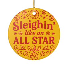 Load image into Gallery viewer, "Sleighin' Like an All Star" - Gold Ceramic Ornament Holiday Decoration
