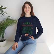 Load image into Gallery viewer, "Holiday Priorities: God & Football" - Sweatshirt