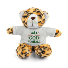 Load image into Gallery viewer, Christmas Stuff Animal with "Holiday Priorities: God & Football" Tee