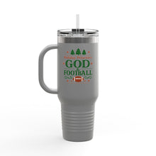 Load image into Gallery viewer, 40oz Insulated Travel Mug — "Holiday Priorities: God & Football" Christmas Tumbler