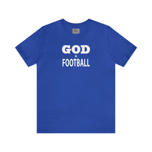Load image into Gallery viewer, God & Football w/ White Lettering Short Sleeve T-shirt
