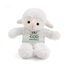 Load image into Gallery viewer, Christmas Stuff Animal with "Holiday Priorities: God & Football" Tee