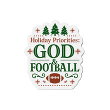 Load image into Gallery viewer, God & Football Cut Magnet — Christmas Holiday Fridge Magnet