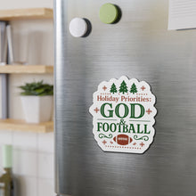 Load image into Gallery viewer, God &amp; Football Cut Magnet — Christmas Holiday Fridge Magnet
