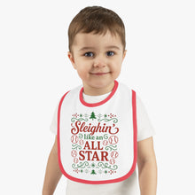 Load image into Gallery viewer, Baby Bib - &quot;Sleighin&#39; Like an All Star&quot; Christmas Holiday Feeding Bib
