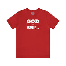 Load image into Gallery viewer, God &amp; Football w/ White Lettering Short Sleeve T-shirt
