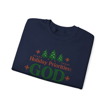 Load image into Gallery viewer, &quot;Holiday Priorities: God &amp; Football&quot; - Sweatshirt
