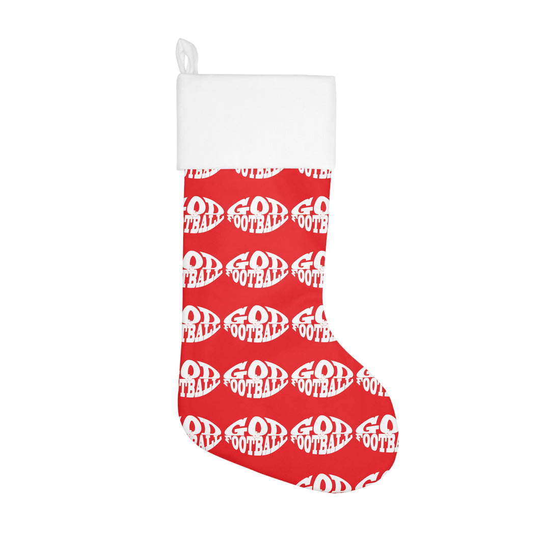 God & Football Red Holiday Stocking