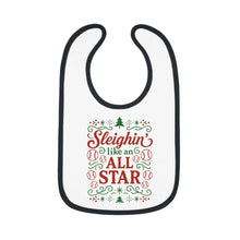 Load image into Gallery viewer, Baby Bib - &quot;Sleighin&#39; Like an All Star&quot; Christmas Holiday Feeding Bib
