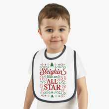 Load image into Gallery viewer, Baby Bib - &quot;Sleighin&#39; Like an All Star&quot; Christmas Holiday Feeding Bib
