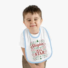 Load image into Gallery viewer, Baby Bib - &quot;Sleighin&#39; Like an All Star&quot; Christmas Holiday Feeding Bib

