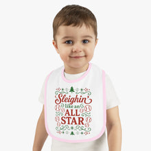 Load image into Gallery viewer, Baby Bib - &quot;Sleighin&#39; Like an All Star&quot; Christmas Holiday Feeding Bib
