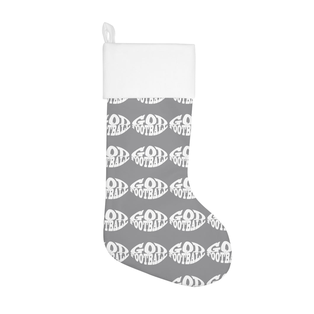 God & Football Gray Holiday Stocking