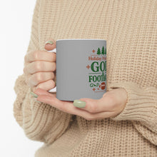 Load image into Gallery viewer, &quot;Holiday Priorities: God &amp; Football&quot; Gray Ceramic Mug (11oz, 15oz)

