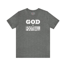 Load image into Gallery viewer, God &amp; Football Black Box w/ White Lettering Short Sleeve T-shirt
