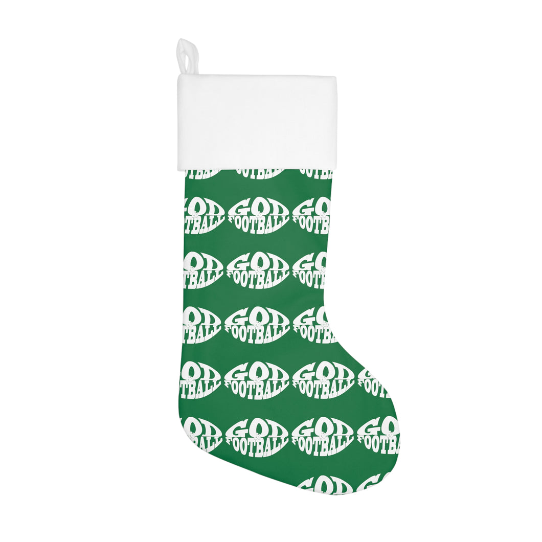 God & Football Green Holiday Stocking