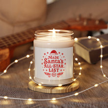 Load image into Gallery viewer, &quot;Made Santa&#39;s All-Star List&quot; - Red 9oz Scented Soy Christmas Holiday Candle
