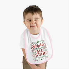 Load image into Gallery viewer, Baby Bib - &quot;Sleighin&#39; Like an All Star&quot; Christmas Holiday Feeding Bib
