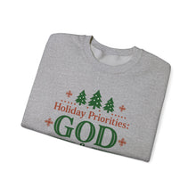 Load image into Gallery viewer, &quot;Holiday Priorities: God &amp; Football&quot; - Sweatshirt
