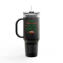 Load image into Gallery viewer, 40oz Insulated Travel Mug — &quot;Holiday Priorities: God &amp; Football&quot; Christmas Tumbler
