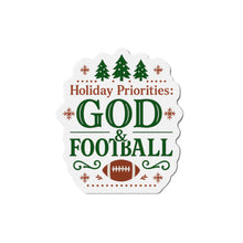 Load image into Gallery viewer, God &amp; Football Cut Magnet — Christmas Holiday Fridge Magnet
