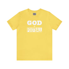 Load image into Gallery viewer, God &amp; Football Black Box w/ White Lettering Short Sleeve T-shirt
